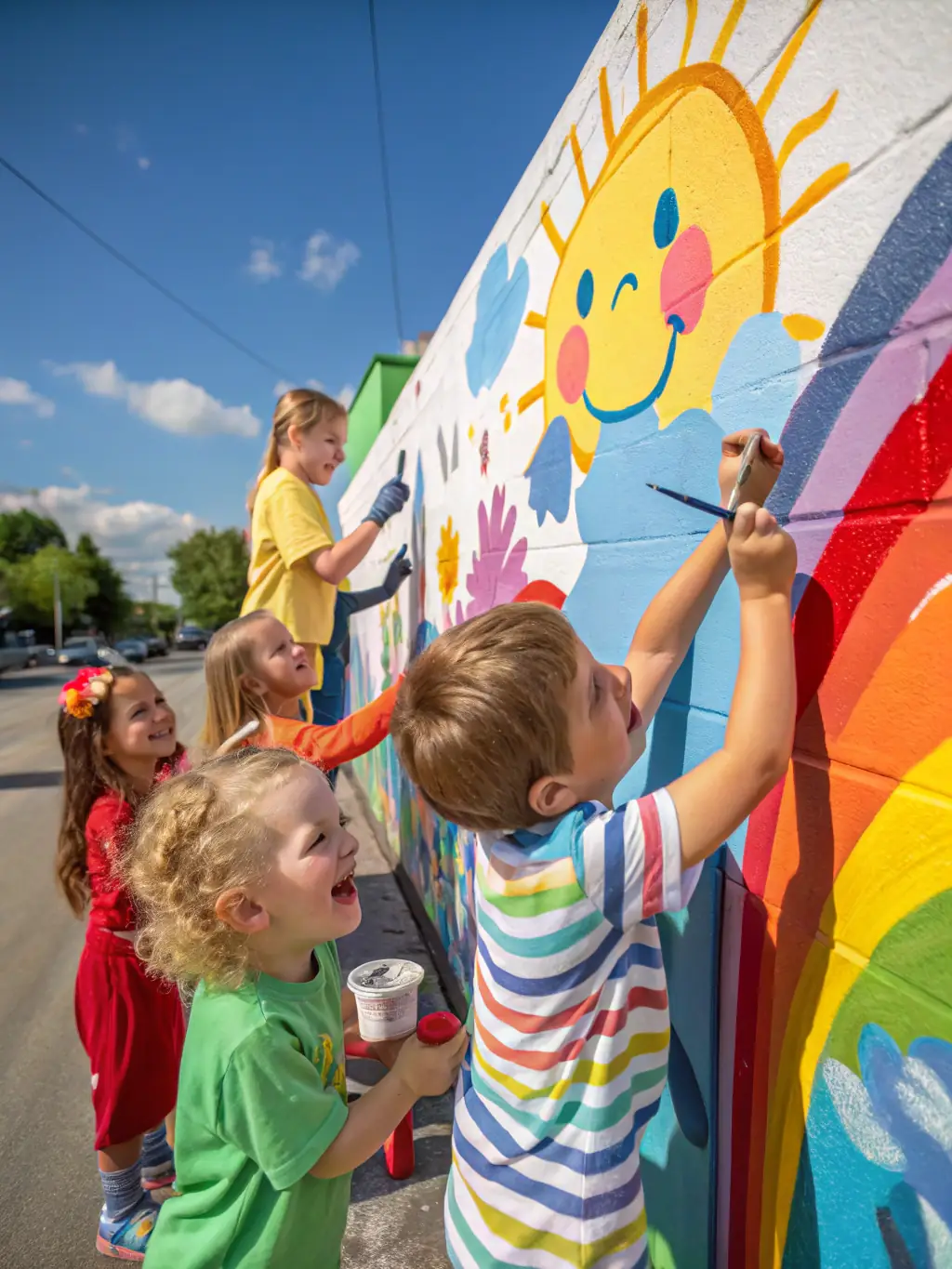A group of toddlers are joyfully painting at easels in a brightly lit classroom at The Promise Academy, showcasing their creativity and engagement in early childhood education.
